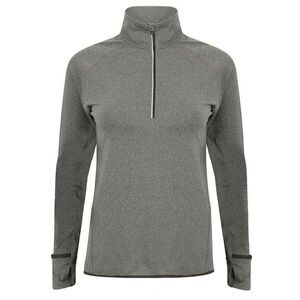 Tombo Womens/Ladies Performance Quarter Zip Long-Sleeved Top / Grey Marl